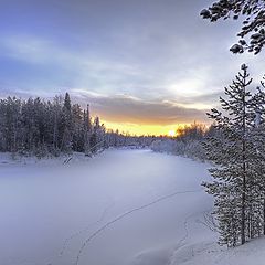 фото "Закат на зимней реке"