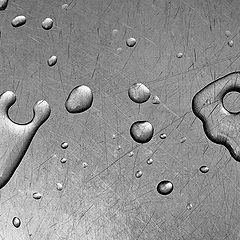 photo "Drops of water on a steel table"