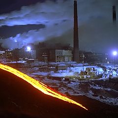 фото "Никелевый завод. Слив шлака."