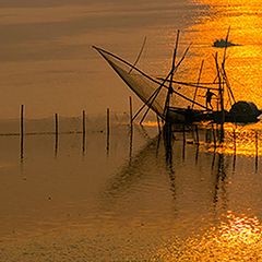 фото "Fishing net under golden rays"