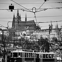 фото "Пражский Град и исторический трамвай"