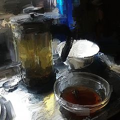 фото "зеленый чай и сливовое варенье"