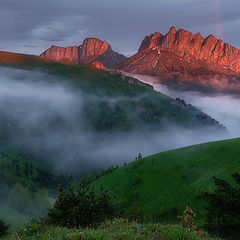 фото "Закат с радугой и туманом"