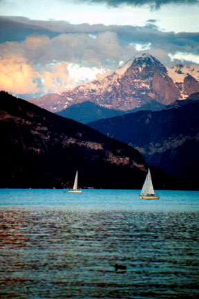 photo "Swiss Sailboat at Sunset" tags: travel, Europe