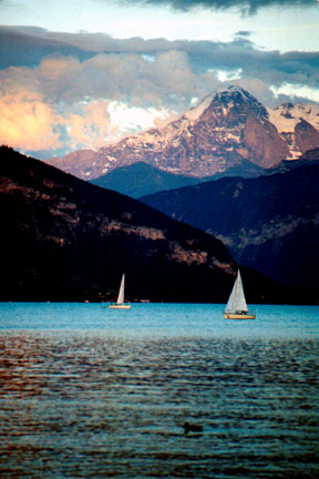 фото "Swiss Sailboat at Sunset" метки: путешествия, Европа