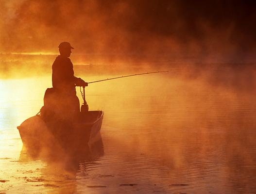 фото "Fisherman in the Sunrise Mist" метки: пейзаж, вода, закат