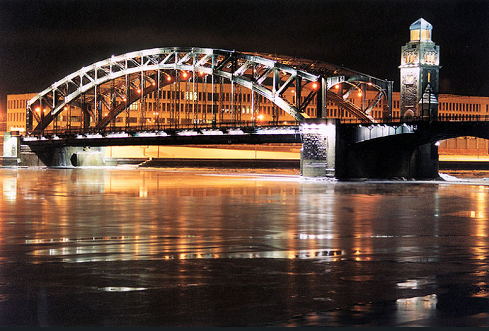 фото "Большеохтинский мост над Невой." метки: пейзаж, архитектура, ночь