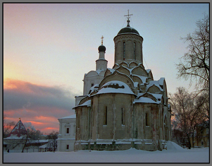 фото "Зимний вечер Андроникова монастыря 2." метки: пейзаж, архитектура, закат