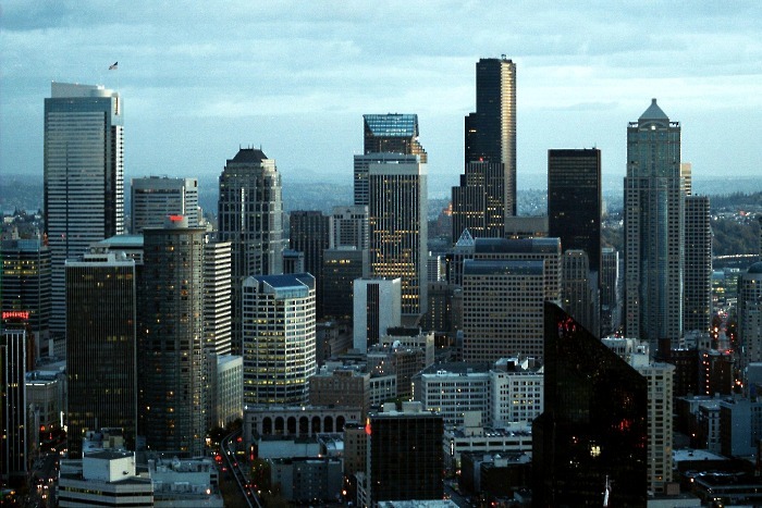 photo "Downtown Seattle Washington at dusk" tags: travel, architecture, landscape, North America