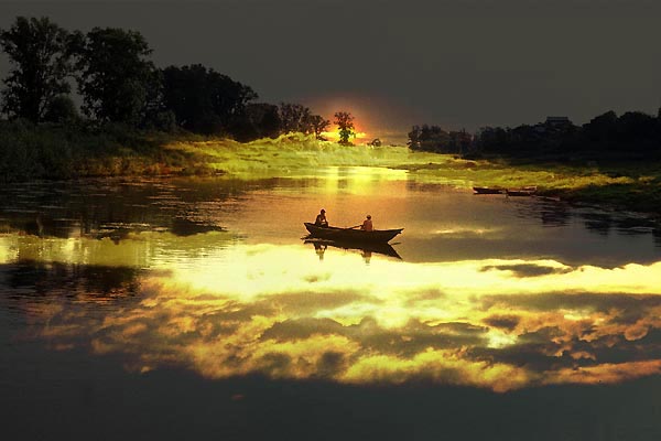 photo "Boat in sunset" tags: montage, landscape, sunset