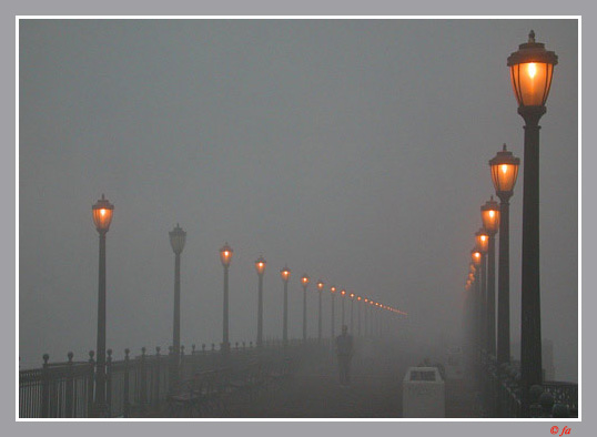 photo "One is off in the pier in a foggy early morning" tags: landscape, 