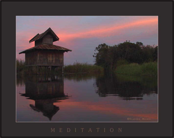 photo "Meditation place on Inle lake..." tags: landscape, sunset, water