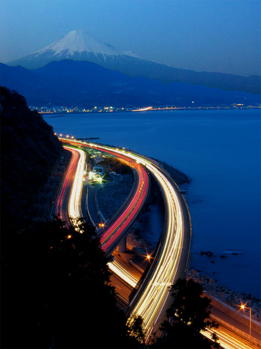 photo "Highway Lights" tags: landscape, mountains, night