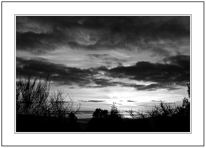 photo "Prelude While the Hot Sun Rises..." tags: landscape, black&white, sunset