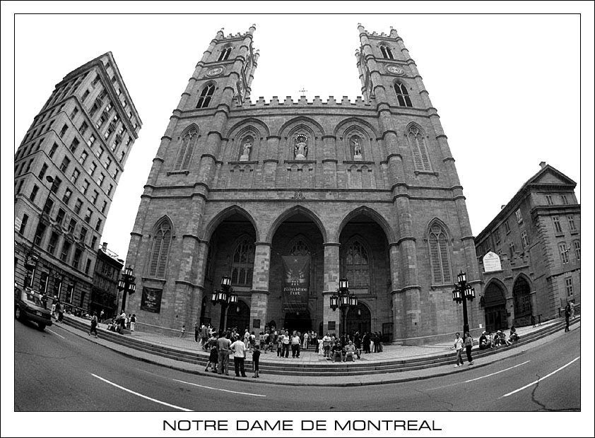 фото "Notre Dame de Montreal (снаружи)" метки: черно-белые, архитектура, пейзаж, 