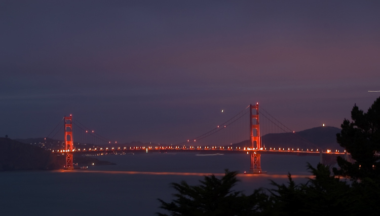 photo "Golden Gate after the sunset" tags: travel, architecture, landscape, North America