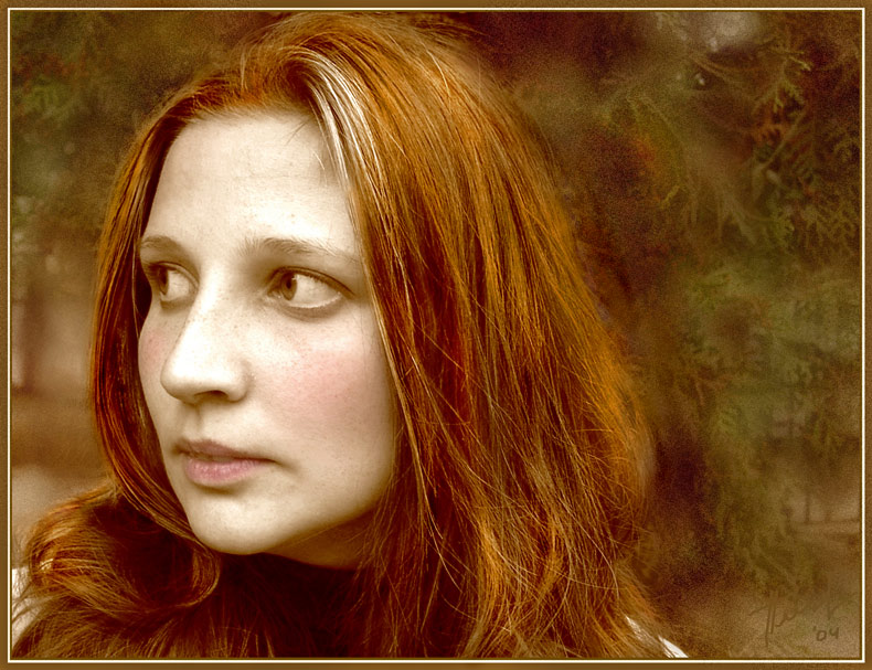 photo "Red shadow of tenderness" tags: portrait, montage, woman