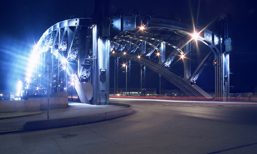 фото "Большой Охтинский мост" метки: архитектура, пейзаж, ночь