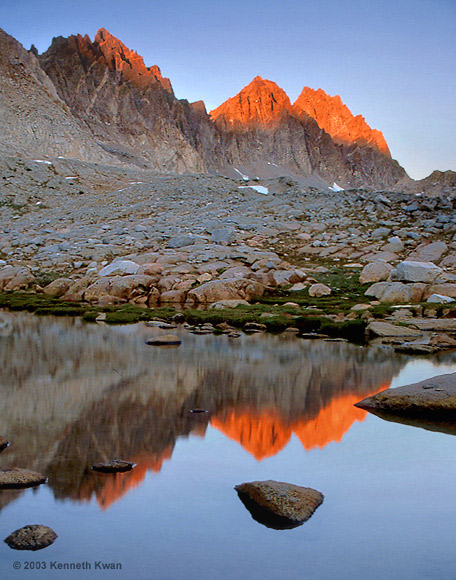 photo "Alpenglow Reflection, Dusy Basin" tags: landscape, mountains, sunset