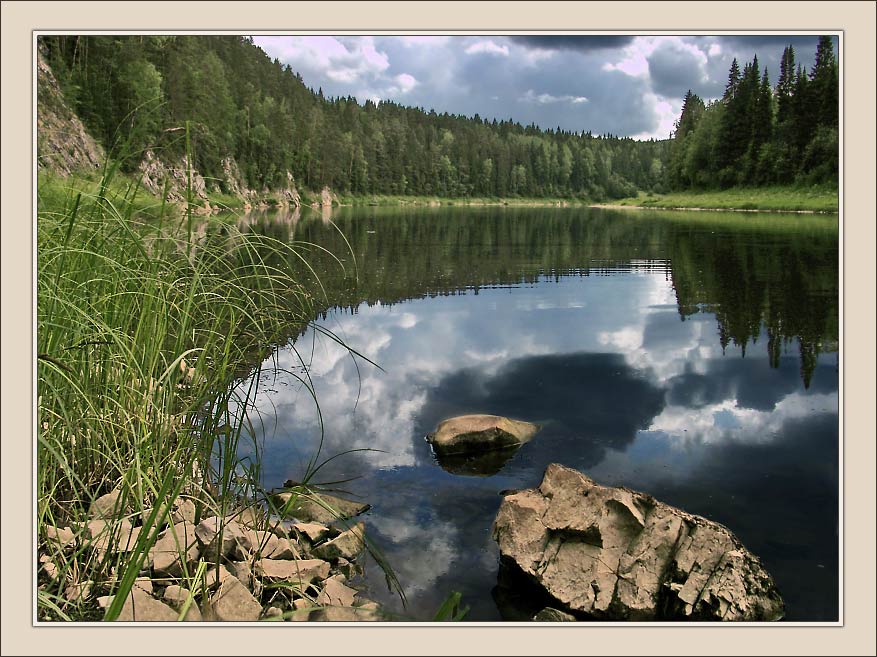 фото "Камни на реке Чусовой" метки: пейзаж, вода, облака