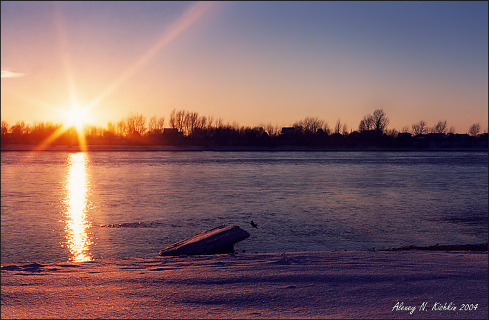 photo "Winter, evening, Irtysh..." tags: landscape, sunset, winter