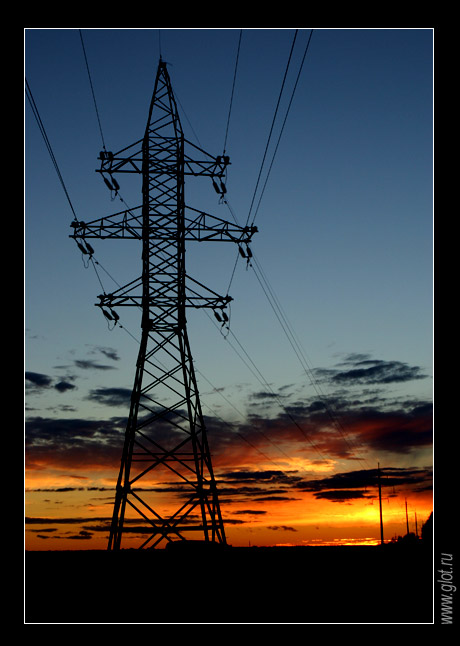 photo "The sky and wires" tags: landscape, clouds, sunset
