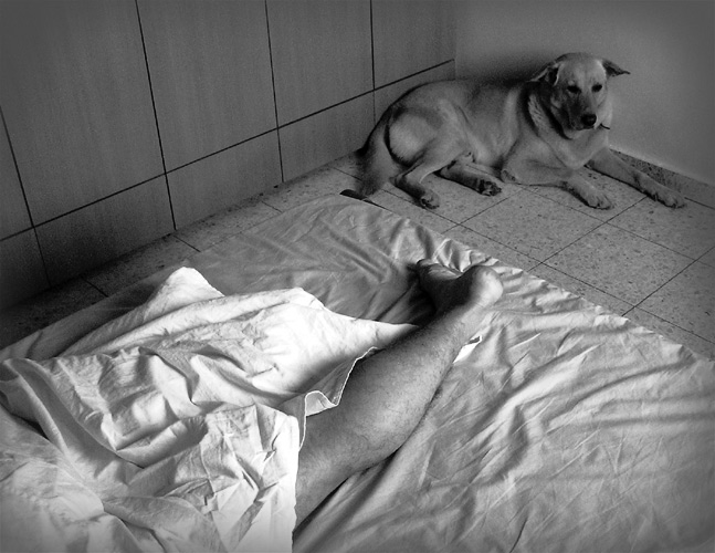 photo "sleeping husband" tags: black&white, 