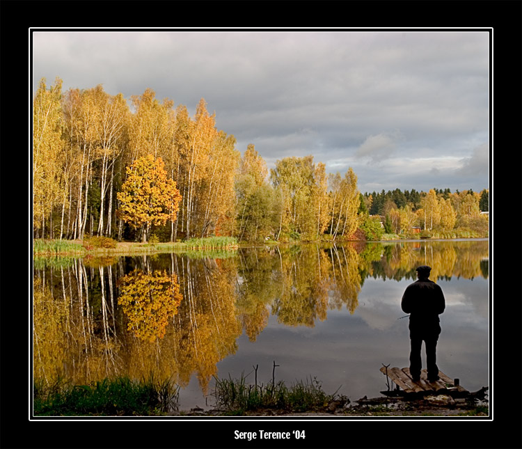 photo "Fishing for reflections (color)" tags: landscape, forest, water