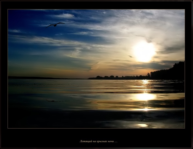 photo "Flying on wings of night....:)-" tags: landscape, sunset, water
