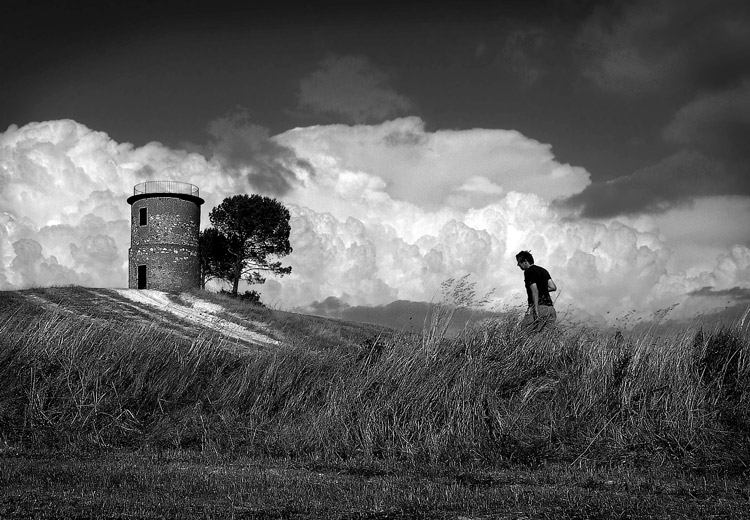 photo "Towards the old mill" tags: landscape, black&white, autumn