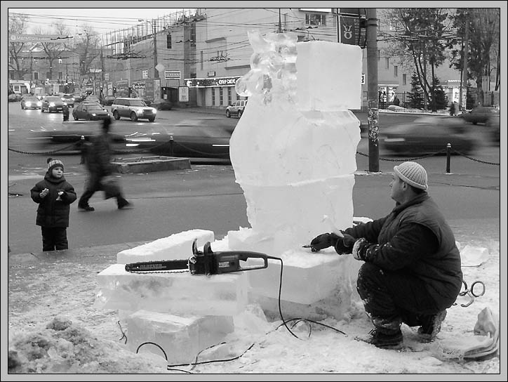 photo "About the ice figures" tags: black&white, genre, 