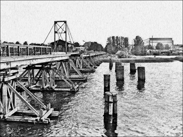 photo "foot-bridge" tags: black&white, montage, 