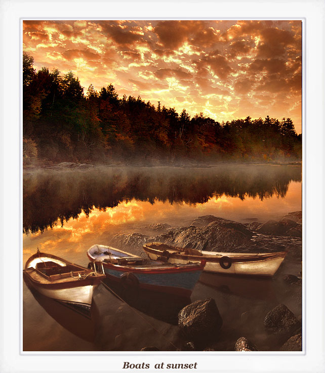 photo "Boats at sunset" tags: landscape, water