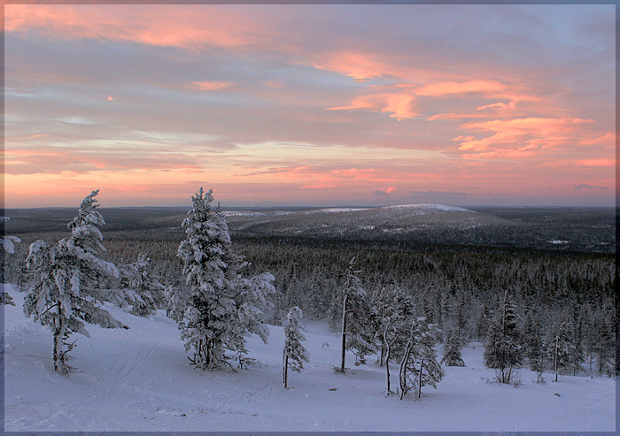 фото "Лапландия." метки: пейзаж, закат, зима
