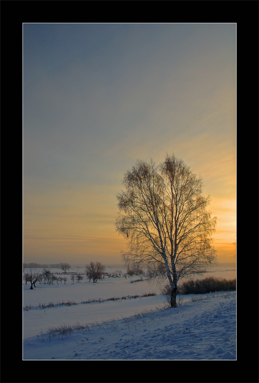 photo "One beside roads" tags: landscape, sunset, winter