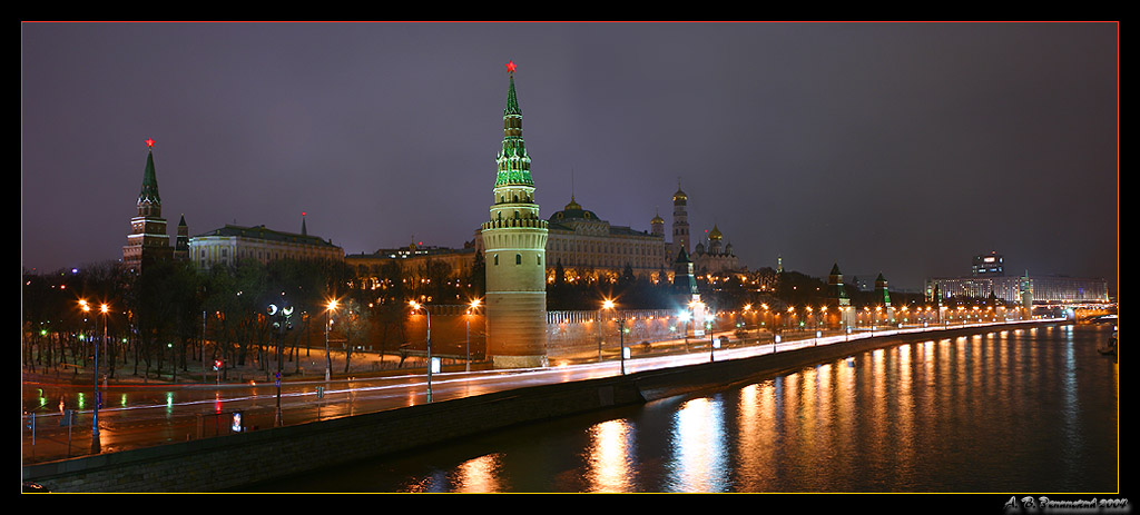 фото "Ночная панорама Кремля" метки: архитектура, пейзаж, ночь