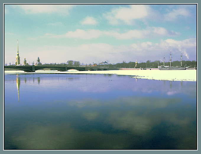 photo "Clouds in the river" tags: architecture, landscape, winter