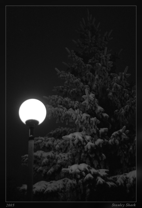 photo "The midnight etude with artificial moon" tags: black&white, misc., 
