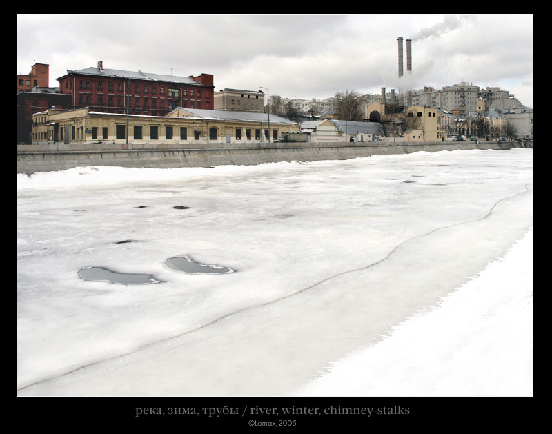 photo "River, winter, chimney-stalks" tags: landscape, architecture, water