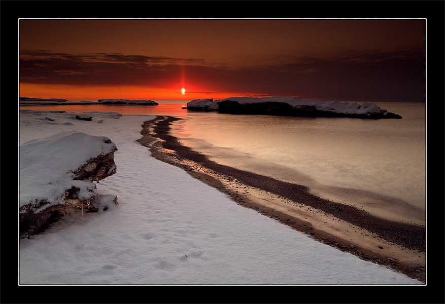 photo "First Light on the Last Snow" tags: landscape, sunset, water