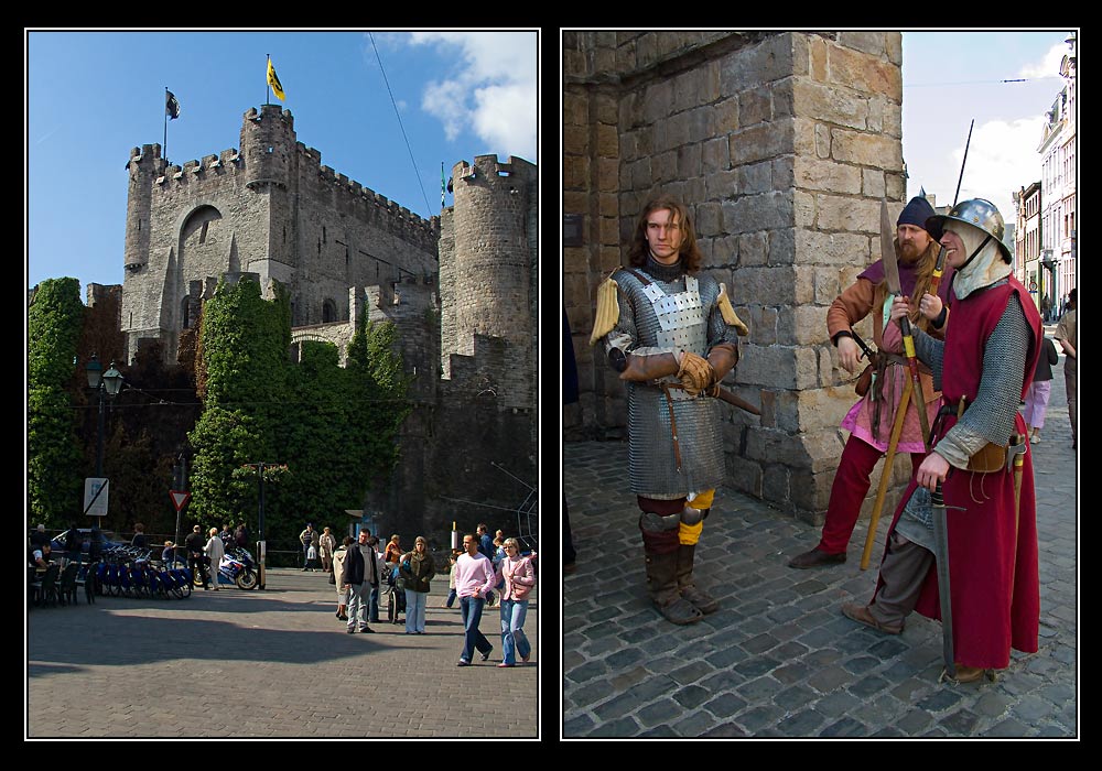 photo "The medieval lock and modern "guard"" tags: travel, architecture, landscape, Europe