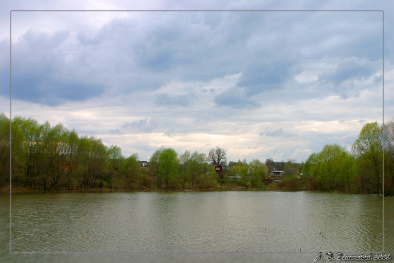 photo "Spring landscape with a reservoir." tags: landscape, clouds, spring