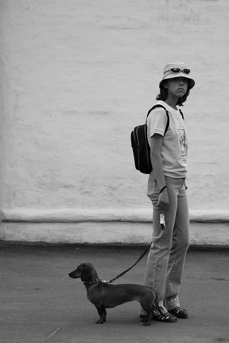 photo "Lady with a dog" tags: genre, black&white, 
