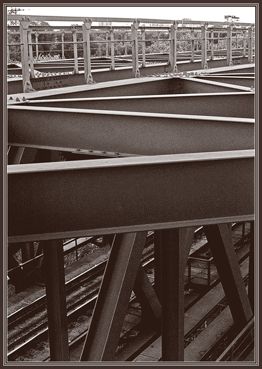 photo "The bridge, rails" tags: landscape, black&white, 