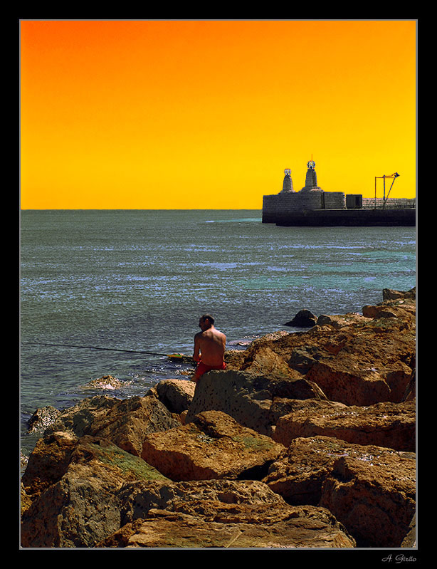 photo "The Fisherman" tags: landscape, sunset, water