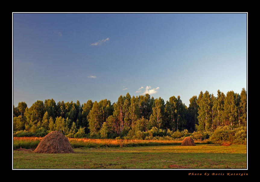 photo "Small hay cocks" tags: landscape, forest, sunset