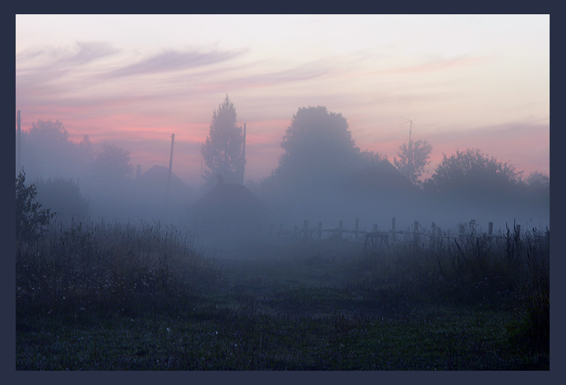 фото "Туманное утро в деревне" метки: пейзаж, закат, лето
