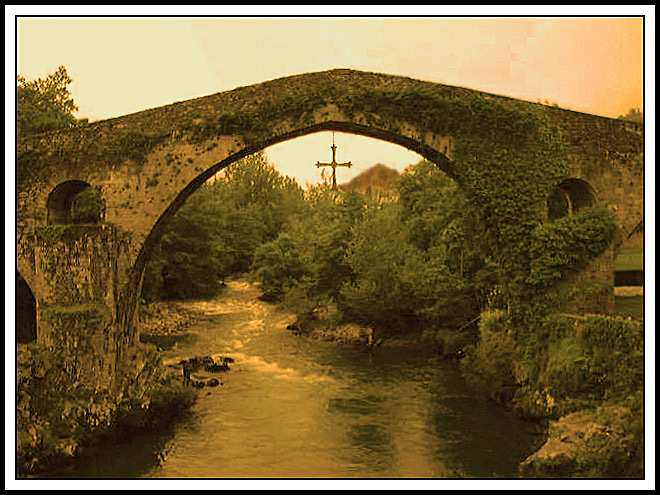 photo "The Visigoth cross" tags: landscape, architecture, water