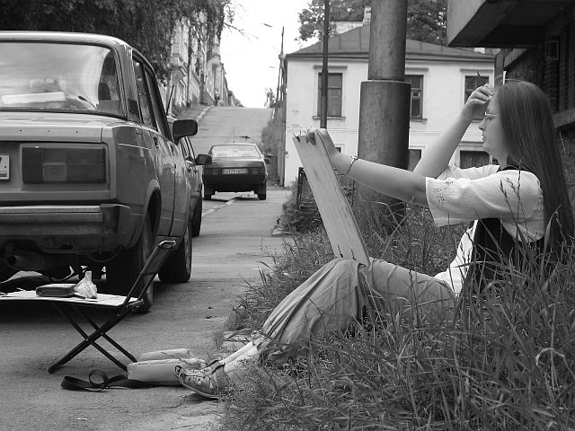 photo "The artist..." tags: black&white, portrait, 