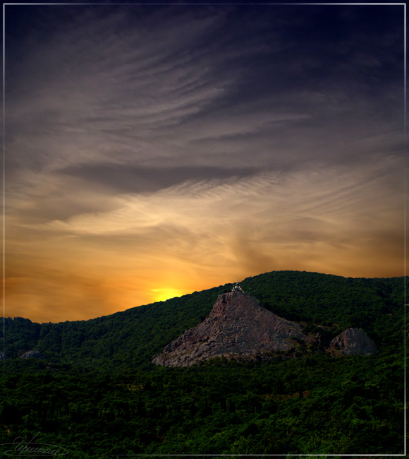 photo "Nature and human." tags: landscape, mountains, sunset